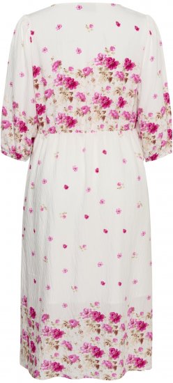 Kaffe Curve Rosa Midi Dress White Rose Border Flower - Šaty - 