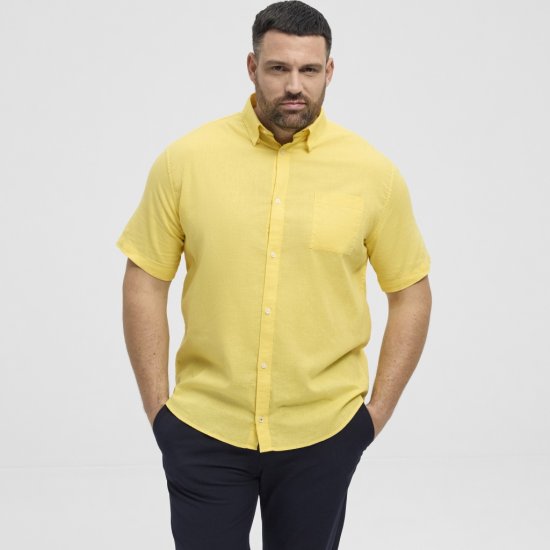 North Latitude Shirt Linen Cotton Short Sleeve Yellow - Košele - Košele 2XL-10XL