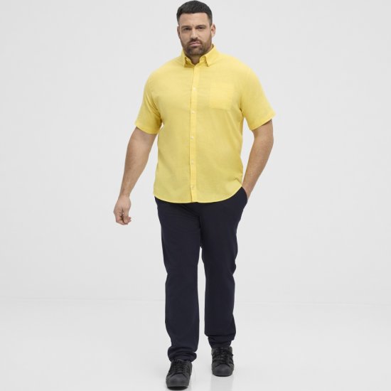North Latitude Shirt Linen Cotton Short Sleeve Yellow - Košele - Košele 2XL-10XL