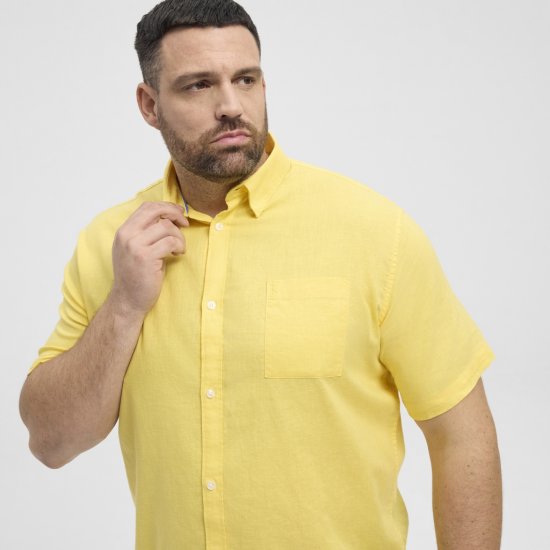 North Latitude Shirt Linen Cotton Short Sleeve Yellow - Košele - Košele 2XL-10XL