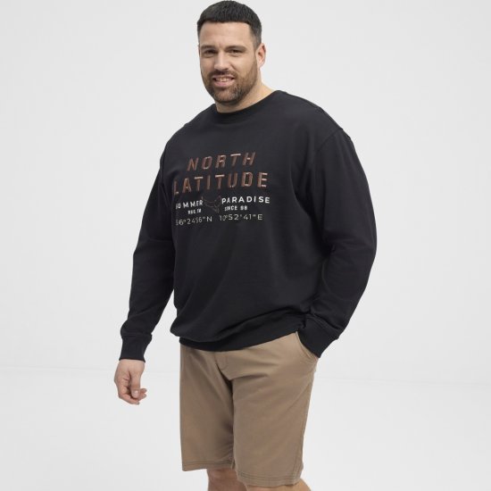 North Latitude Sweatshirt Black TALL - PÁNSKE OBLEČENIE MT-6XLT - Veľkosti pre VYSOKÝCH