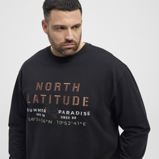 North Latitude Sweatshirt Black TALL - PÁNSKE OBLEČENIE MT-6XLT - Veľkosti pre VYSOKÝCH