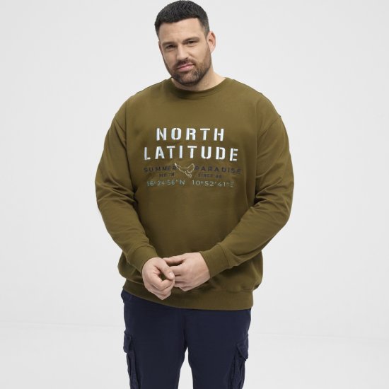 North Latitude Sweatshirt Army Green TALL - PÁNSKE OBLEČENIE MT-6XLT - Veľkosti pre VYSOKÝCH