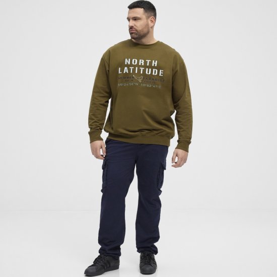 North Latitude Sweatshirt Army Green TALL - PÁNSKE OBLEČENIE MT-6XLT - Veľkosti pre VYSOKÝCH
