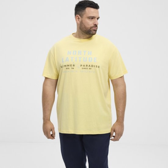 North Latitude T-Shirt Printed Short Sleeve Yellow - Tričká - Nadrozmerné tričká - 2XL-14XL