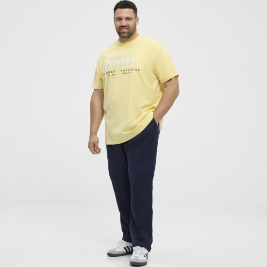 North Latitude T-Shirt Printed Short Sleeve Yellow - Tričká - Nadrozmerné tričká - 2XL-14XL