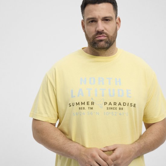 North Latitude T-Shirt Printed Short Sleeve Yellow - Tričká - Nadrozmerné tričká - 2XL-14XL
