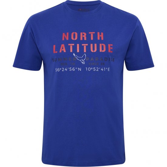 North Latitude T-shirt Printed Short Sleeve Blue - Tričká - Nadrozmerné tričká - 2XL-14XL