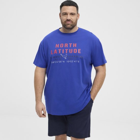 North Latitude T-shirt Printed Short Sleeve Blue - Tričká - Nadrozmerné tričká - 2XL-14XL