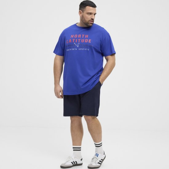 North Latitude T-shirt Printed Short Sleeve Blue - Tričká - Nadrozmerné tričká - 2XL-14XL