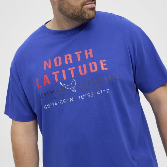 North Latitude T-shirt Printed Short Sleeve Blue - Tričká - Nadrozmerné tričká - 2XL-14XL