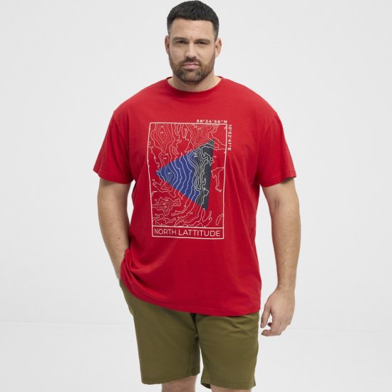 North Latitude T-Shirt Printed Short Sleeve Red - Tričká - Nadrozmerné tričká - 2XL-14XL