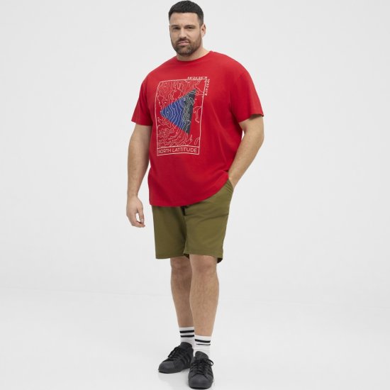 North Latitude T-Shirt Printed Short Sleeve Red - Tričká - Nadrozmerné tričká - 2XL-14XL