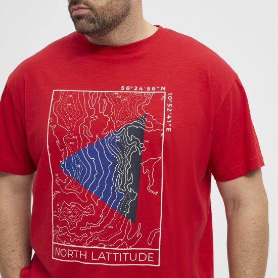 North Latitude T-Shirt Printed Short Sleeve Red - Tričká - Nadrozmerné tričká - 2XL-14XL