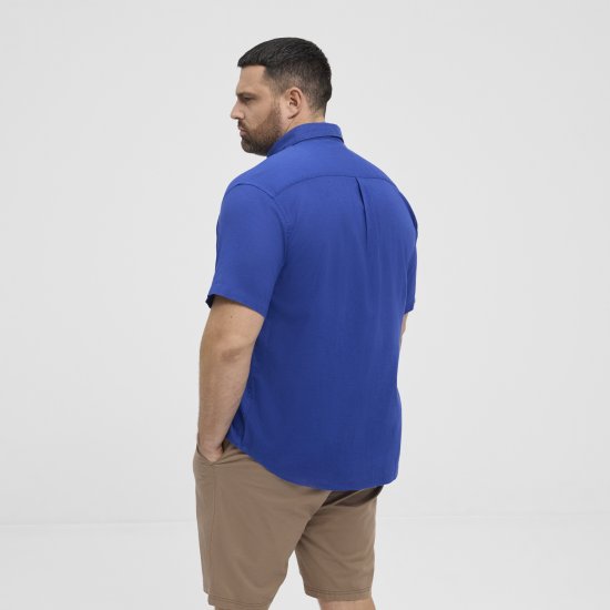North Latitude Shirt Linen Cotton Short Sleeve Blue - Košele - Košele 2XL-10XL