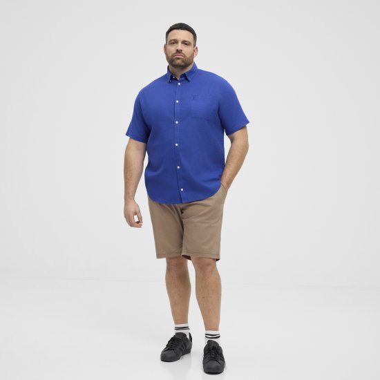 North Latitude Shirt Linen Cotton Short Sleeve Blue - Košele - Košele 2XL-10XL