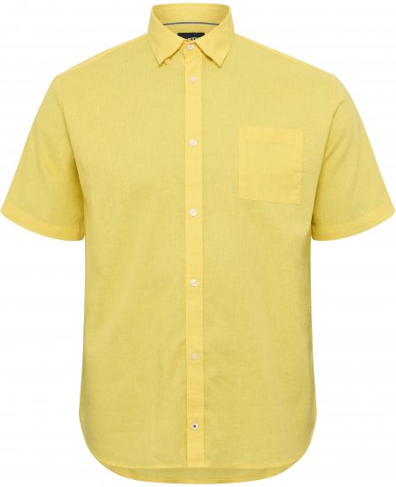 North Latitude Shirt Linen Cotton Short Sleeve TALL Yellow - PÁNSKE OBLEČENIE MT-6XLT - Veľkosti pre VYSOKÝCH