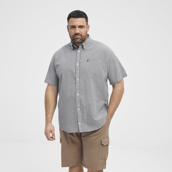 North Latitude Shirt Short Sleeve Checked Grey - Košele - Košele 2XL-10XL