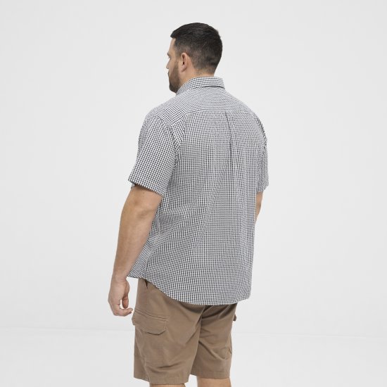 North Latitude Shirt Short Sleeve Checked Grey - Košele - Košele 2XL-10XL
