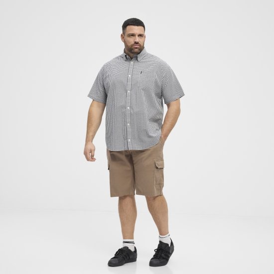 North Latitude Shirt Short Sleeve Checked Grey - Košele - Košele 2XL-10XL