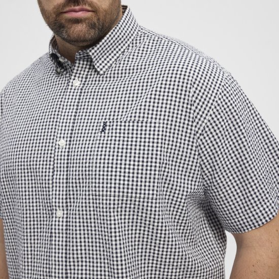 North Latitude Shirt Short Sleeve Checked Grey - Košele - Košele 2XL-10XL
