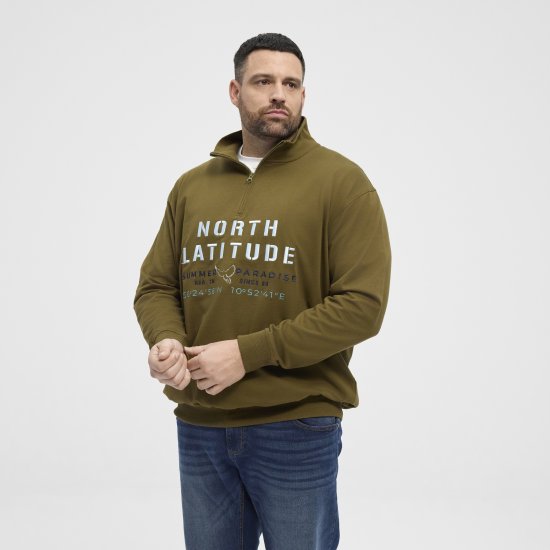 North Latitude Sweatshirt Half-Zip Green - Mikiny & mikiny bez kapucne - Mikiny & Mikiny s Kapucňou 2XL-12XL