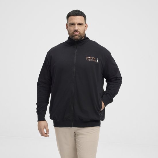North Latitude Sweatshirt Cardigan Black - Mikiny & mikiny bez kapucne - Mikiny & Mikiny s Kapucňou 2XL-12XL