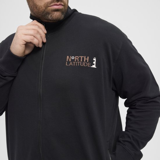North Latitude Sweatshirt Cardigan Black - Mikiny & mikiny bez kapucne - Mikiny & Mikiny s Kapucňou 2XL-12XL