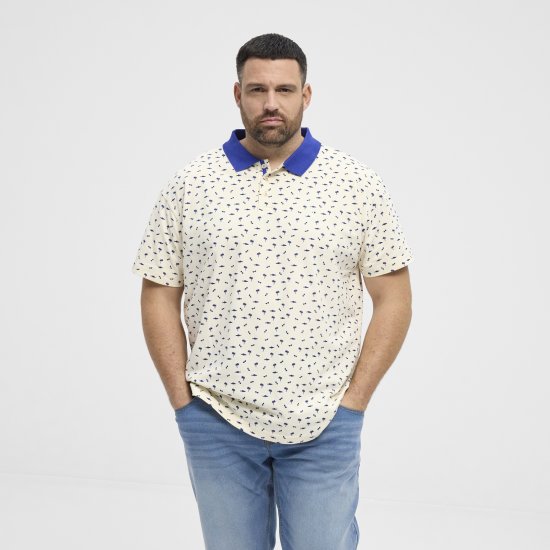 North Latitude Polo Pique Printed Off-White - Polokošele - Polokošele 2XL-8XL