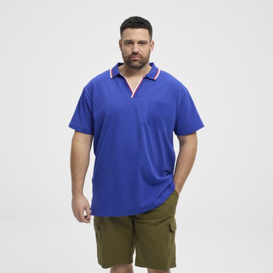 North Latitude Polo Pique V-Neck Blue - Polokošele - Polokošele 2XL-8XL