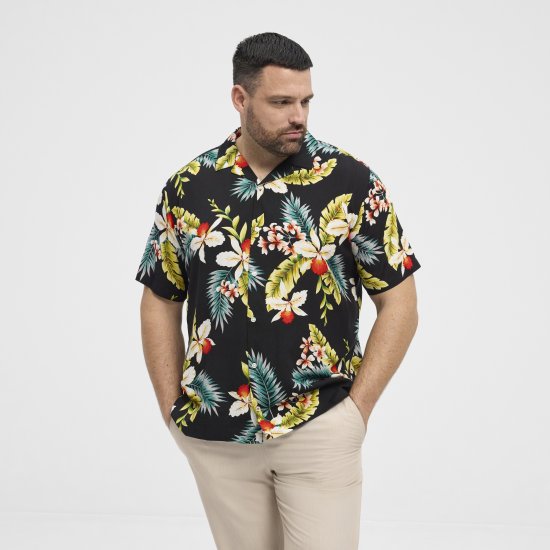 North Latitude Shirt Short Sleeve Printed Allover Black - Košele - Košele 2XL-10XL