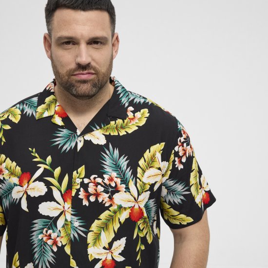 North Latitude Shirt Short Sleeve Printed Allover Black - Košele - Košele 2XL-10XL
