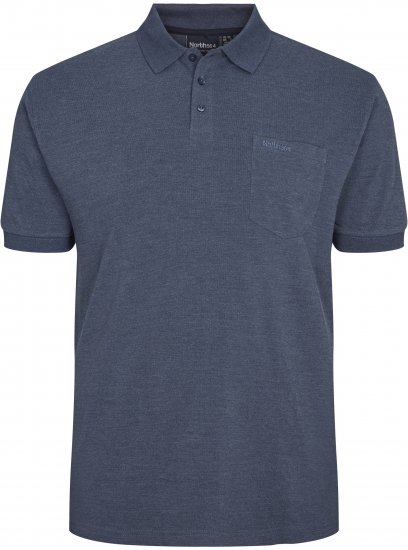 North Latitude Polo Short Sleeve Blue Melange TALL - PÁNSKE OBLEČENIE MT-6XLT - Veľkosti pre VYSOKÝCH