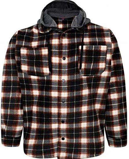Espionage Fleece Shirt Jacket with Removable Hood Black - Bundy - Bundy Nadmerné Veľkosti 2XL-8XL