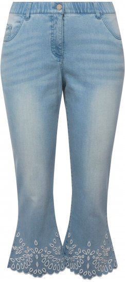Ulla Popken Cropped Flared Eyelet Jeans Light Blue - Džíny & Nohavice vo Veľkých Veľkostiach – Plus Size - 