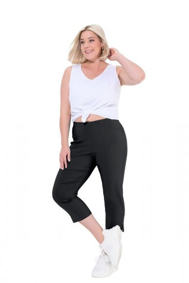 Ulla Popken Stretch Basic Bengaline Capri Pants Black - Nohavice - Nohavice pre ženy vo veľkých veľkostiach