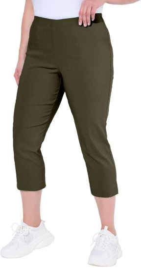 Ulla Popken Stretch Basic Bengaline Capri Pants Forest Forest Green - Džíny & Nohavice vo Veľkých Veľkostiach – Plus Size - 
