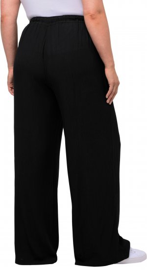 Ulla Popken Viscose Crinkle Drawstring Elastic Waist Pants Black - Džíny & Nohavice vo Veľkých Veľkostiach – Plus Size - 