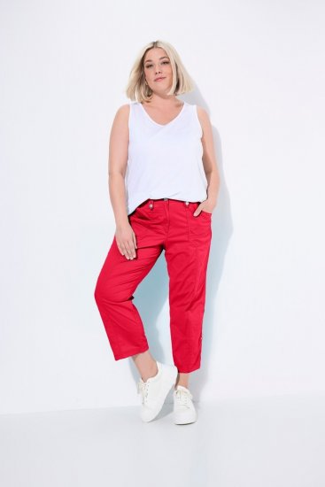 Ulla Popken Roll Tab Hem Stretch Cargo Pants Red - Nohavice - Nohavice pre ženy vo veľkých veľkostiach