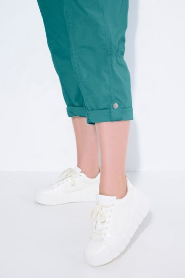 Ulla Popken Roll Tab Hem Stretch Cargo Pants Teal - Nohavice - Nohavice pre ženy vo veľkých veľkostiach