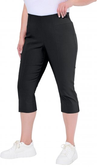 Ulla Popken Bengaline Elastic Waist Stretch Capri Pants Black - Džíny & Nohavice vo Veľkých Veľkostiach – Plus Size - 