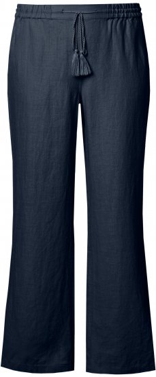 Ulla Popken Drawstring Elastic Waist Mary Fit Linen Pants Navy - Džíny & Nohavice vo Veľkých Veľkostiach – Plus Size - 