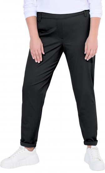 Ulla Popken Chino Elastic Waist Stretch Cotton Pants Black - Džíny & Nohavice vo Veľkých Veľkostiach – Plus Size - 