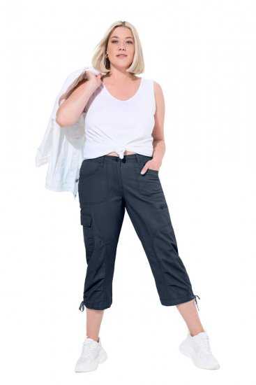 Ulla Popken Stretch Cotton Cargo Crop Pants Navy - Nohavice - Nohavice pre ženy vo veľkých veľkostiach