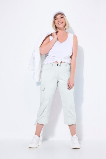 Ulla Popken Stretch Cotton Cargo Crop Pants Snow White - Nohavice - Nohavice pre ženy vo veľkých veľkostiach