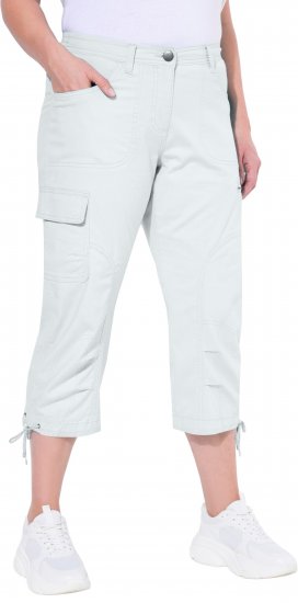 Ulla Popken Stretch Cotton Cargo Crop Pants Snow White - Džíny & Nohavice vo Veľkých Veľkostiach – Plus Size - 