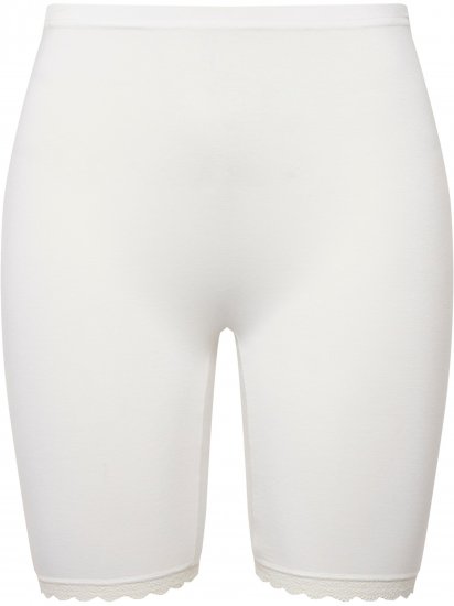 Ulla Popken Lace Hem Stretch Viscose Knit Bicycle Length Lounge Shorts White - Džíny & Nohavice vo Veľkých Veľkostiach – Plus Size - 