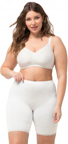 Ulla Popken Lace Hem Stretch Viscose Knit Bicycle Length Lounge Shorts White - Džíny & Nohavice vo Veľkých Veľkostiach – Plus Size - 