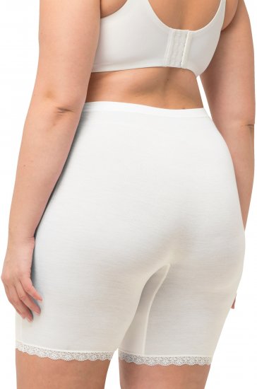 Ulla Popken Lace Hem Stretch Viscose Knit Bicycle Length Lounge Shorts White - Džíny & Nohavice vo Veľkých Veľkostiach – Plus Size - 