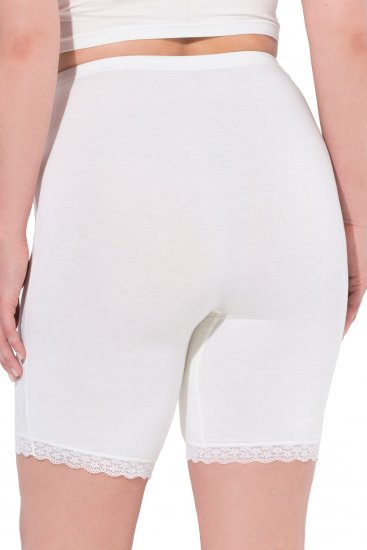 Ulla Popken Lace Hem Stretch Viscose Knit Bicycle Length Lounge Shorts White - Džíny & Nohavice vo Veľkých Veľkostiach – Plus Size - 